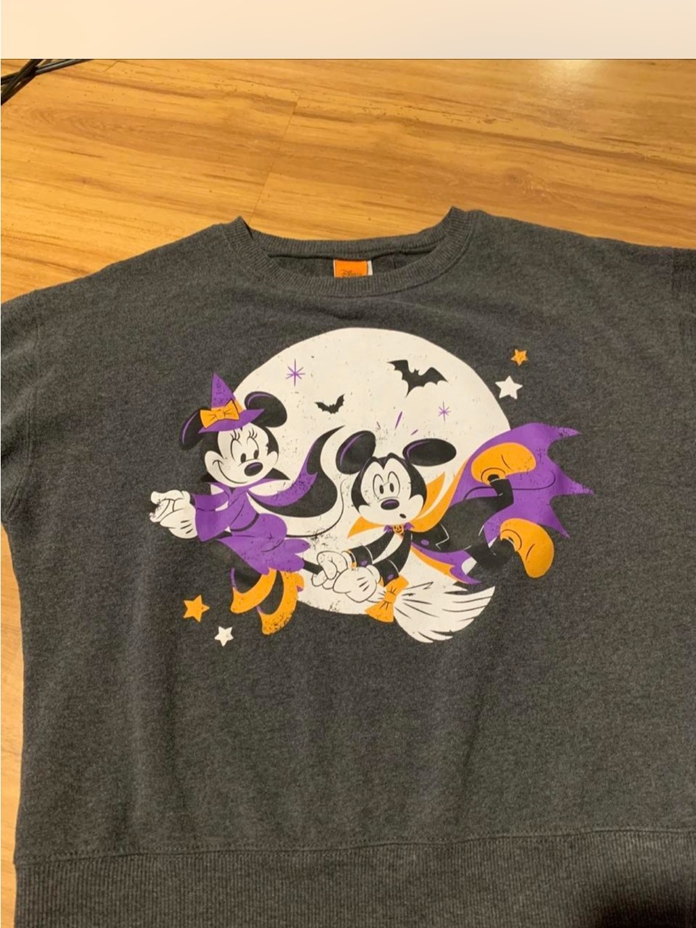 Disney Orange and Gray Tag Sweatshirt Label